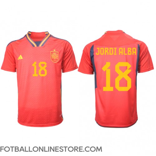 Billige Spania Jordi Alba #18 Hjemmetrøye VM 2022 Kortermet